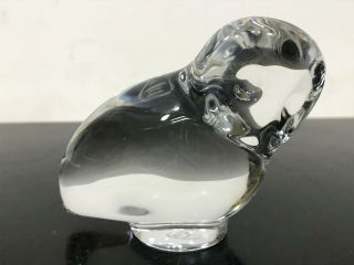 Signed Baccarat France Owl Bird Crystal Art Glass Figurine Statue