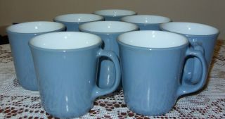 Pyrex Corelle Indigo Mugs Cups Slate Blue Corning Set Of 8