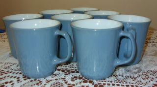 Pyrex Corelle Indigo Mugs Cups Slate Blue Corning Set of 8 2
