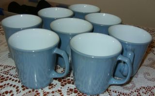 Pyrex Corelle Indigo Mugs Cups Slate Blue Corning Set of 8 4