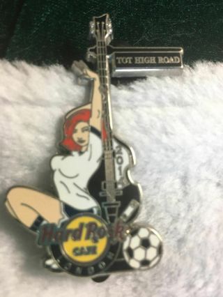 Hard Rock Cafe Pin London Soccer Girl 3 - Leaning On Tot High Road Guitar Sign