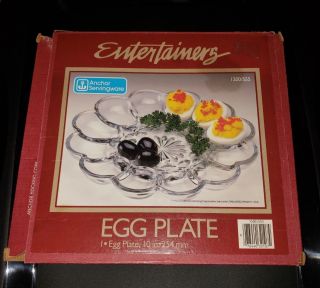 Vintage Anchor Hocking Entertainers 10 " Egg Plate Box