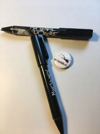 Two Vintage Rare My Chemical Romance Pens And Button