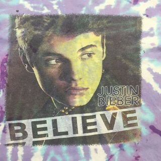 Justin Bieber 2013 Believe Tour Tie Dye T Shirt Sz Large Concert