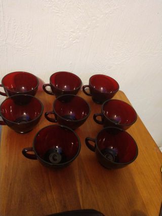 8 Vintage Anchor Hocking Royal Ruby Red Punch Tea Cups
