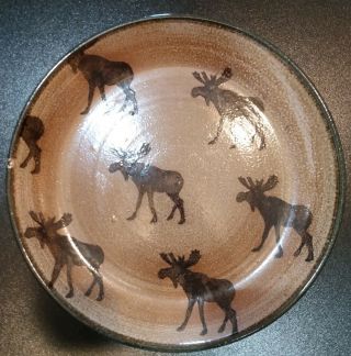 Large 11 1/4 " Monroe Salt Maine Pottery Stoneware Moose Plate