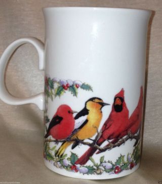Dunoon Scotland Stoneware Christmas 1994 Birds Mug 10 Oz Marshall Fields Daytons