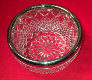 Vintage Pressed Glass Faux Silver Trimmed Berry Candy Bowl Dish