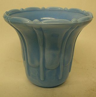 Vintage Akro Agate Vase Ribs And Flutes Flower Pot Planter 297 Light Blue