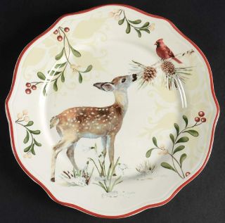 Better Homes & Gardens Winter Forest Deer Cardinal Salad Plate 10276782