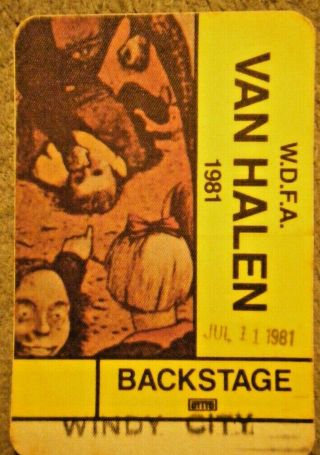 Van Halen Backstage Pass 7/ 11/ 1981 Chicago,  Il 2 On Backing