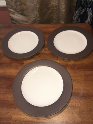 Set Of 3 Rim Dinner Plates,  Noritake Colorwave Chocolate,  8046 Vgc