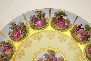 LARGE GORGEOUS 2 PC GERMAN HAND PAINTED LOVE STORY CABINET PLATES 13 