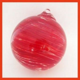 Hanging Glass Ball 4 " Diameter Red Swirl Witch Ball (1) Gb11 - A