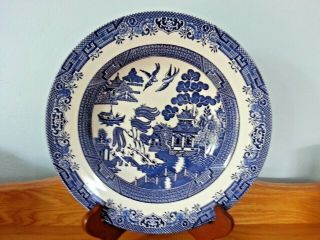 Churchill Blue Willow Made In England 11.  25 " X 2 " Round Rimmed Serving Bowl.