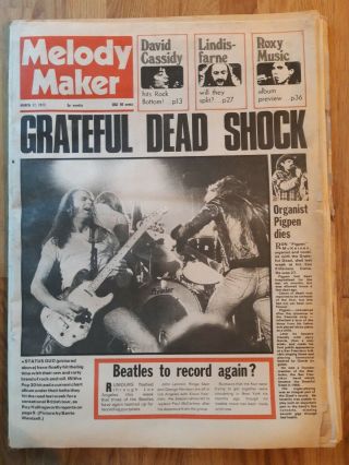 Melody Maker Newspaper March 17th 1973 Grateful Dead Status Quo Beatles To Recor