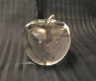 Tiffany & Co.  Crystal Apple Paperweight,  3.  25 " D,  Etched Maker Name