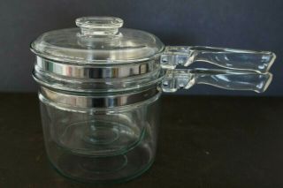 Vtg Pyrex 6283 Stove Top 1 - 1/2 Quart Double Boiler W/lid 1950s Made In Usa Vgc