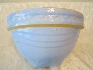 Blue Antique Stoneware Mixing Bowl Crock Primitive Vintage 9.  75”