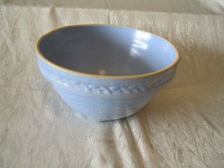 Blue Antique Stoneware Mixing Bowl Crock Primitive Vintage 9.  75” 2