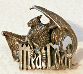 Real Pewter Meat Loaf Bat W Spread Wings Poker 1994 Neverland Pin Usa