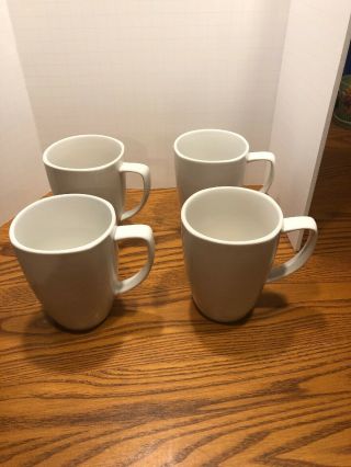 Set Of 4 Corelle Coordinates Porcelain Plain White Coffee Mug Cups 4 Inch Tall