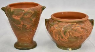 Vintage Roseville Pottery Bushberry Russet Vase 28 - 4 And Jardiniere 657 - 3