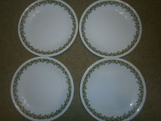 4 Corning Corelle Lunch Salad Plates Spring Blossom Crazy Daisy Green 8 1/2 "