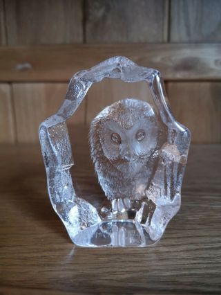 Mats Jonasson Small Owl Swedish Glass Ornament 2000
