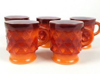 Set Of 5 Anchor Hocking Vintage Glass Coffee Cups Mugs Collectible (836)