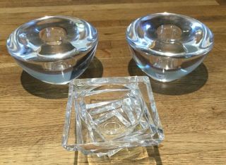 X2 Orrefors Sweden Crystal Glass Candle Holders & Jg Durand Cristal Holder