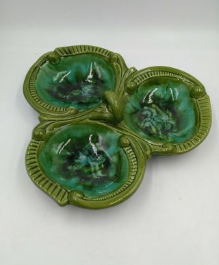 Vintage Maurice Of California Usa Pottery Serving Dish Green Swirlscg - 812