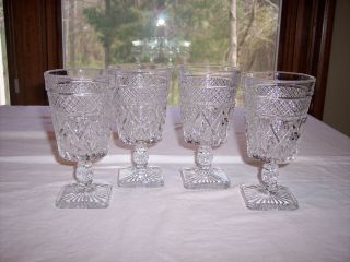 Set Of 4 Imperial Glass Cape Cod Clear Water Goblets Stem 1602