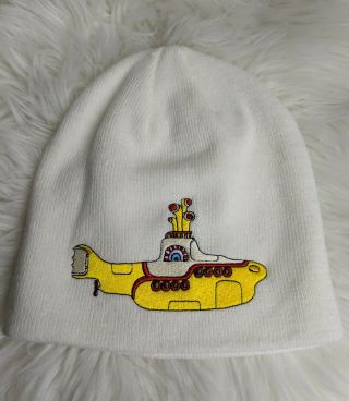 Beatles Yellow Submarine Embroidered Beanie Ski Cap Winter Hat 2007 White