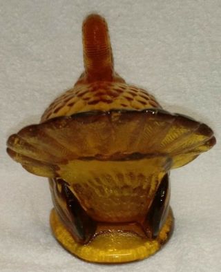 Vtg 40 ' s LE Smith Amber Glass 2 pc Turkey Candy Dish 7 