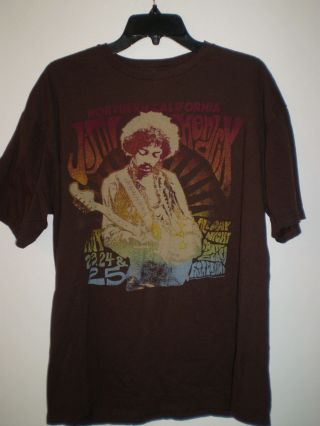 Jimi Hendrix Shirt Concert Tour Short Sleeve Large Brown Santa Clara Fairground