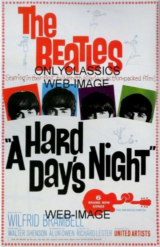 1964 The Beatles " A Hard Days Night " 11x17 Movie Poster George Paul John Ringo
