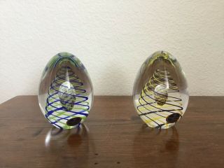Artcristal Bohemia Egg Paperweights - Colorful Swirl Design - Crystal Art Glass