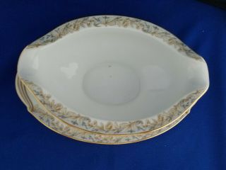 NORITAKE CHINA,  GRAVY BOAT WITH ATTACHED UNDERPLATE,  SOMERSET 5317 9×6×2.  75 