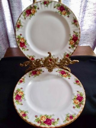 Set Of 3 Royal Albert Old Country Rose Bone China England Dinner Plates 10.  25 "