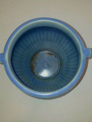 Roseville Pottery Matte Blue Vase Ribbed Handled 625 - 5 VGC 4