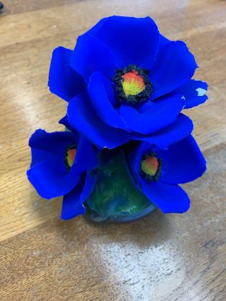 Vintage Capodimonte Fabar Italian Porcelain Blue Flower On Stem Figurine