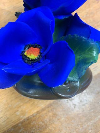 Vintage Capodimonte Fabar Italian Porcelain Blue Flower On Stem Figurine 3