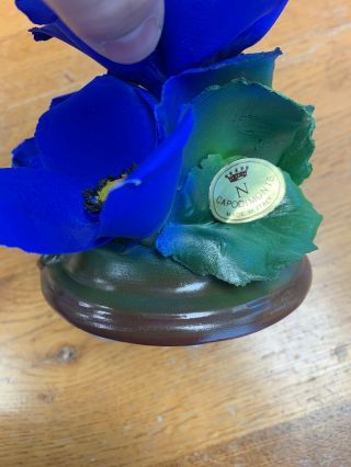 Vintage Capodimonte Fabar Italian Porcelain Blue Flower On Stem Figurine 5