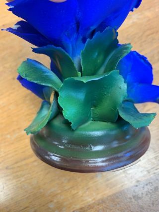 Vintage Capodimonte Fabar Italian Porcelain Blue Flower On Stem Figurine 6