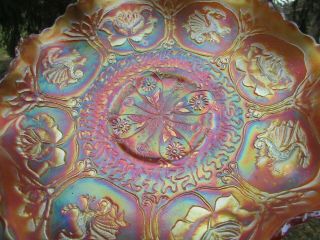 Fenton Dragon & Lotus Antique Carnival Glass Ruffled Bowl Marigold So Pretty