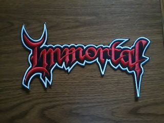 Immortal,  Sew On Red With White Edge Embroidered Large Back Patch
