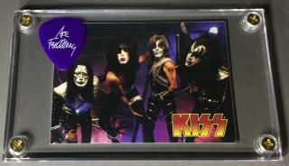 Kiss Cornerstone Promo Group Card P8 / Ace Promo Purple Guitar Pick Display
