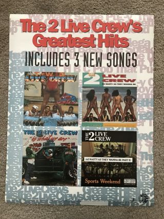 Rap Raw Rare Vintage The 2 Live Crew 1992 Promo Poster Luke Records N/mint