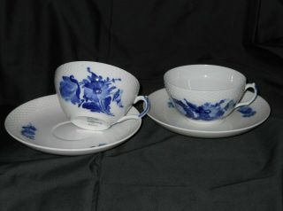 Royal Copenhagen Blue Flower 2 Cups And Saucers
